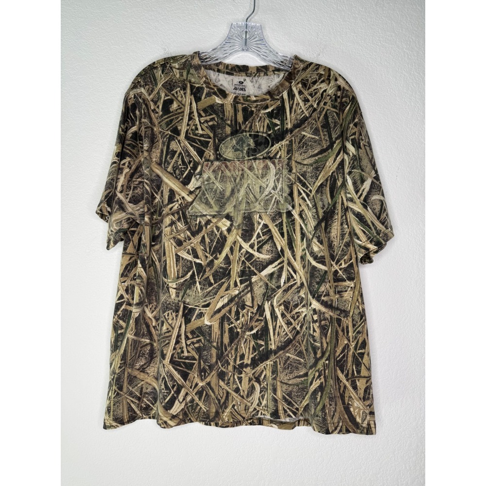 Mossy Oak Shadow Grass Blades Camo T-Shirt Faded Graphic Mens Size L Vintage Y2K